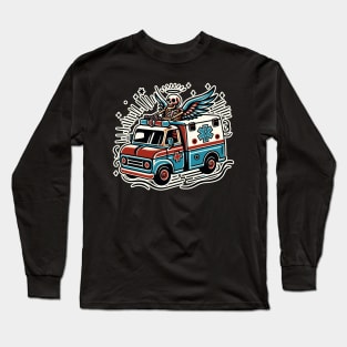 Skeleton Driving Ambulance - Untextured Long Sleeve T-Shirt